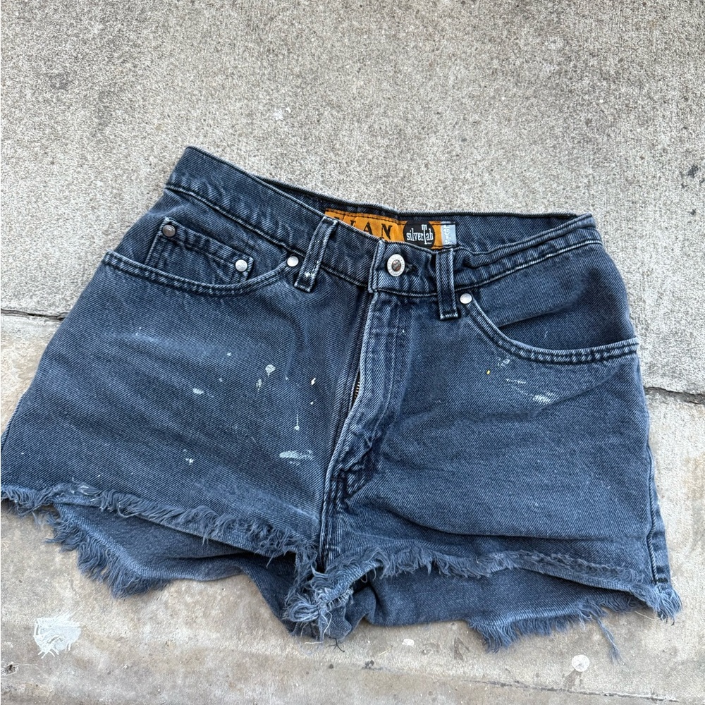 Tailor Vintage Black Jean Shorts Distressed Style